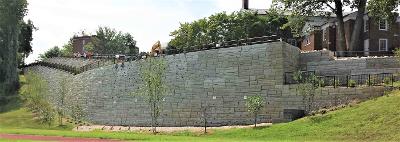 Tiered wall used for college climbing wall